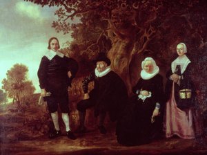 Grupo familiar en un paisaje de Gerrit van Donck
